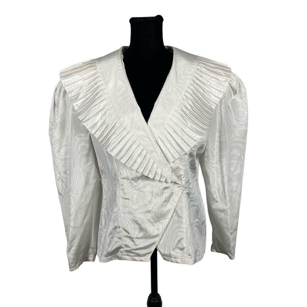 Madeleine Vintage 80s Pleated Baumwolle Cotton Blouse - Women’s 12